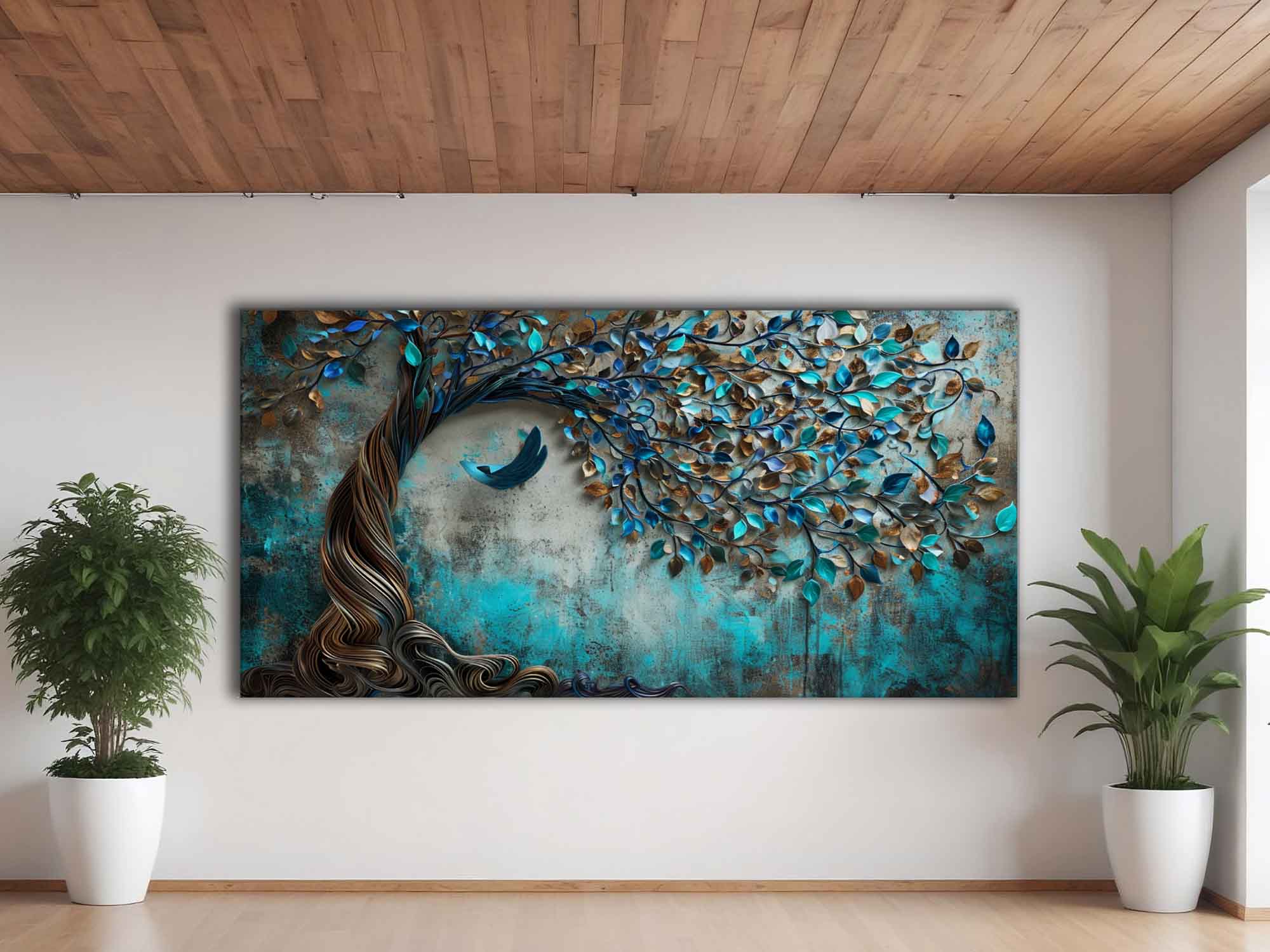 3D tree 72" x 36" Fine Art Canvas Print