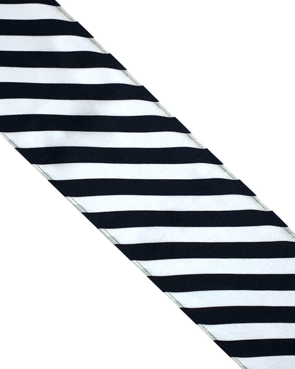 Stripy Silk Neck Scarf Black & White