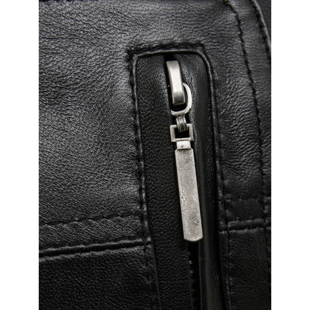 MEN LEATHER BOMBER JACKET IN BLACK GATES